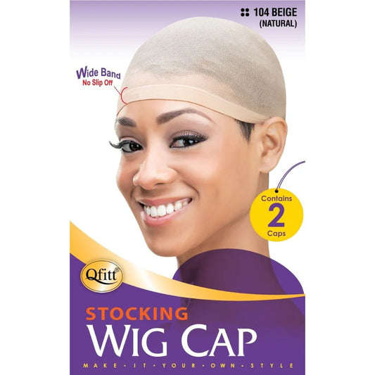 #104 Qfitt Stocking Wig Cap 2caps, Beige (Natural)